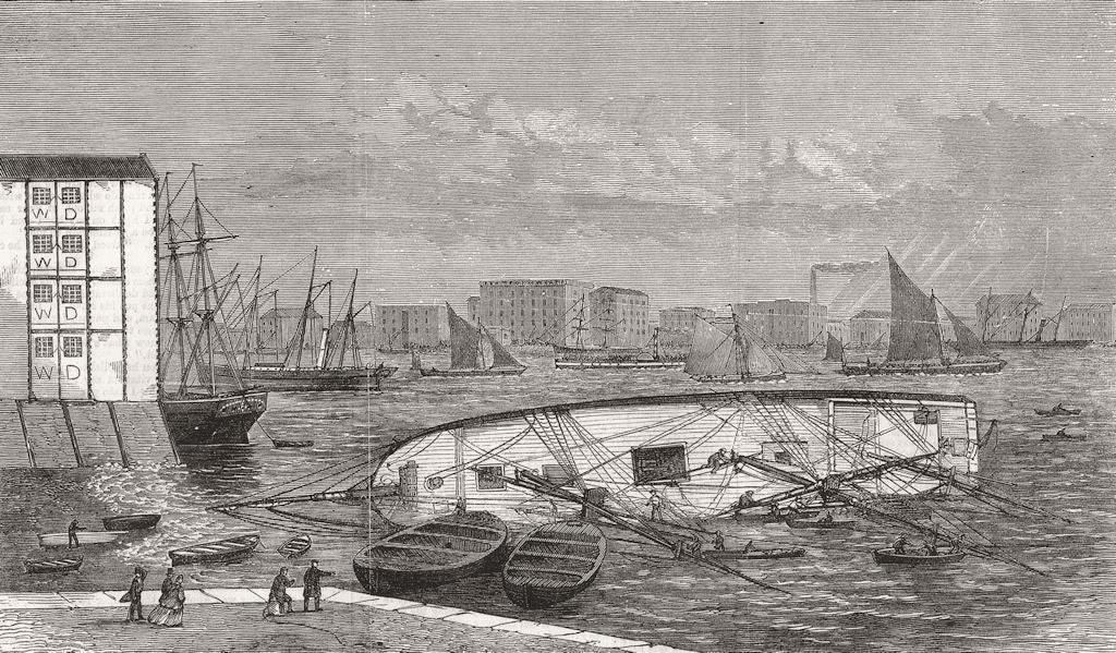 LONDON.Capsizing of ship Benlida Wapping entry to Docks,during wind Oct 29 1863